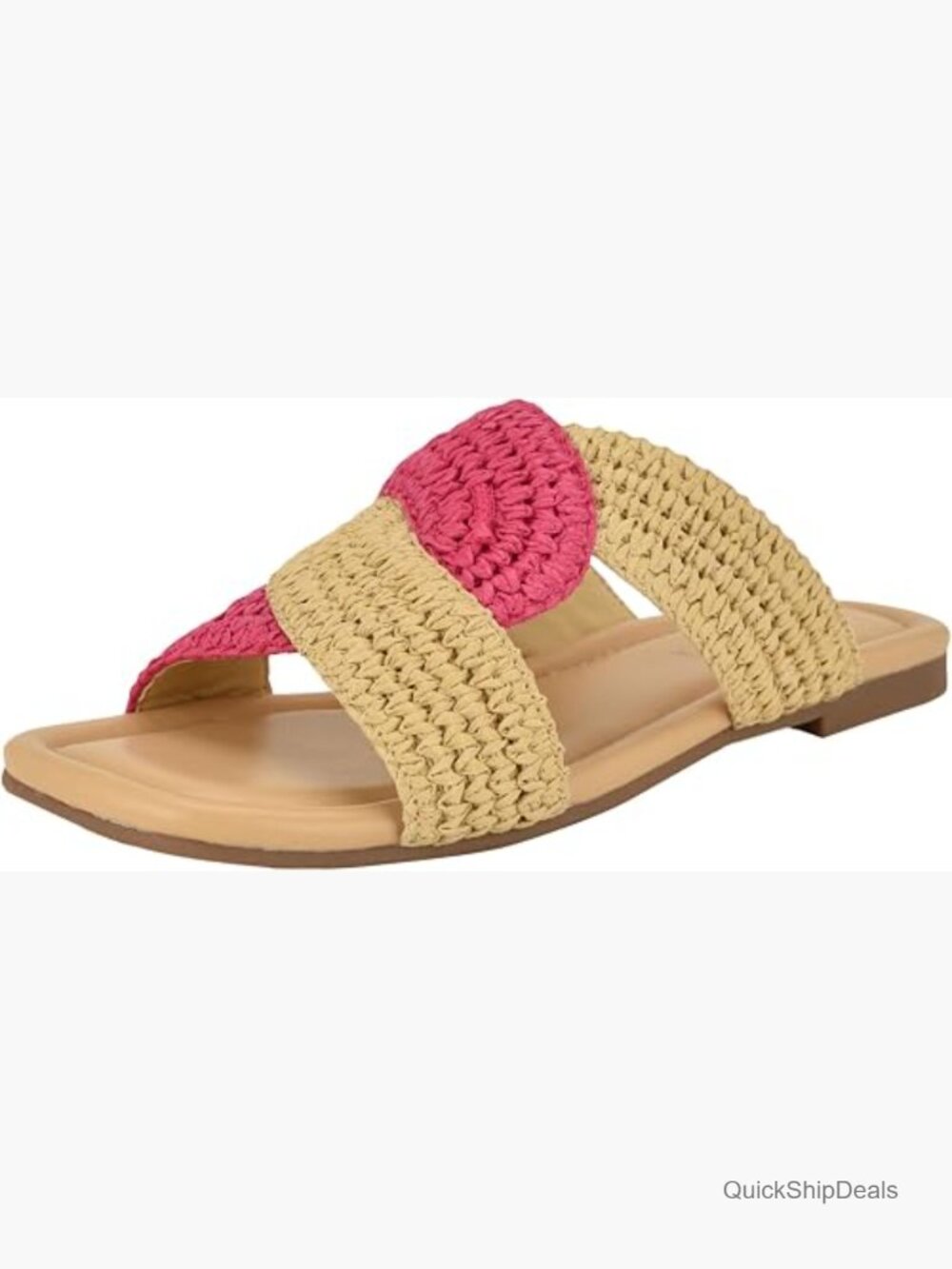 Women's Braided Slide Sandals - Flat Slingback Square Toe
